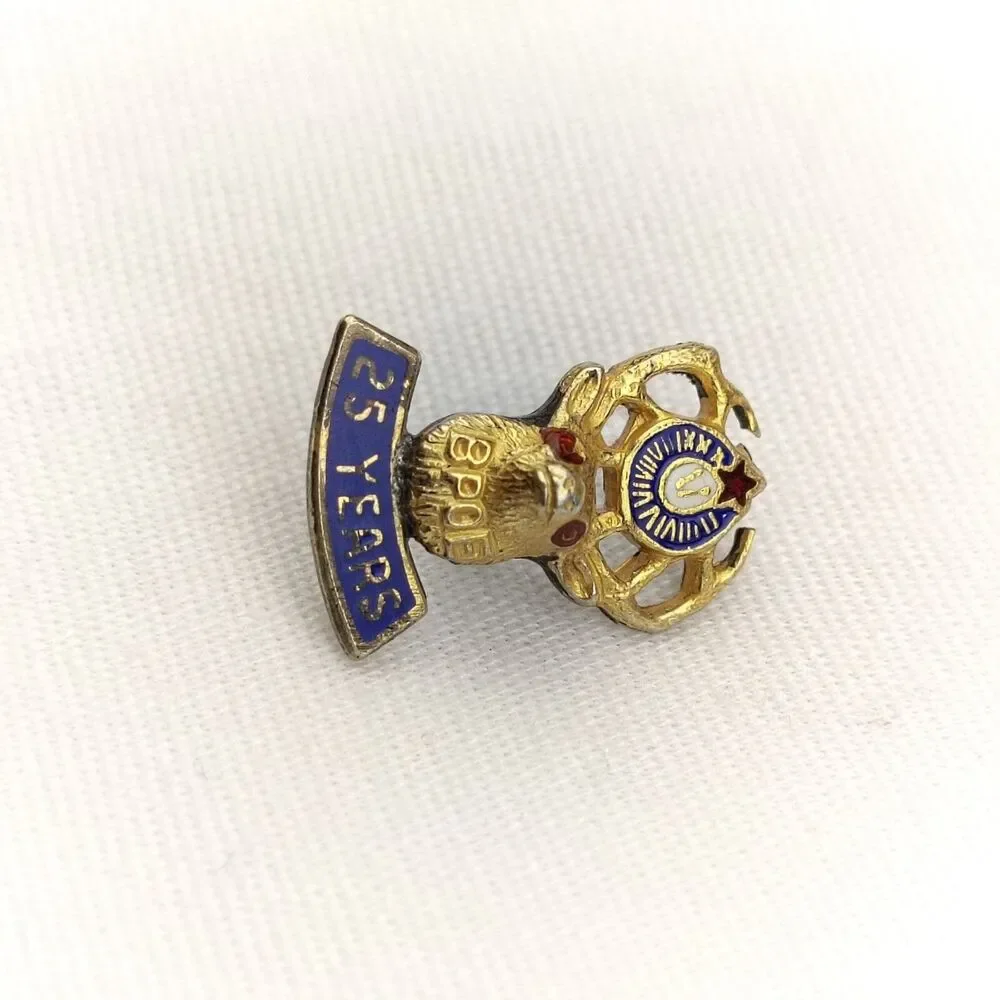 BPOE 25 Years Member Vintage Pin Red Eyes Elks Lodge Screw Back